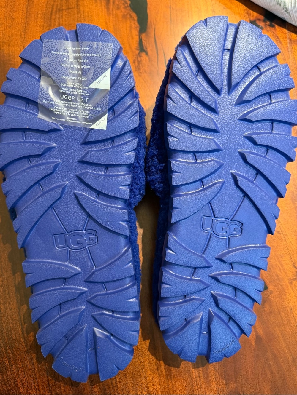 UGG Plush Slide Slippers in Bright Blue - Picture 3 of 3